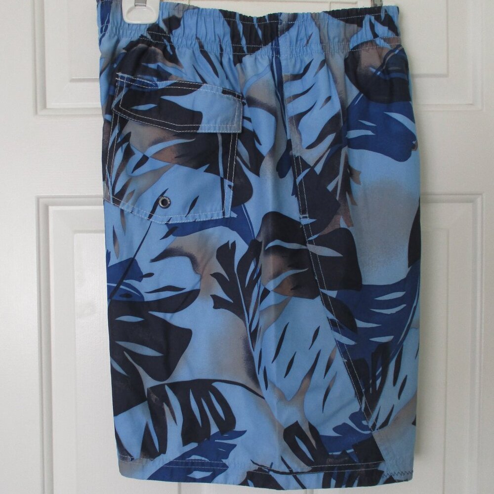 Dockers Mens Blue Floral Fully Lined Swim Trunks w/4 Pockets- Size 34W-40W or XL